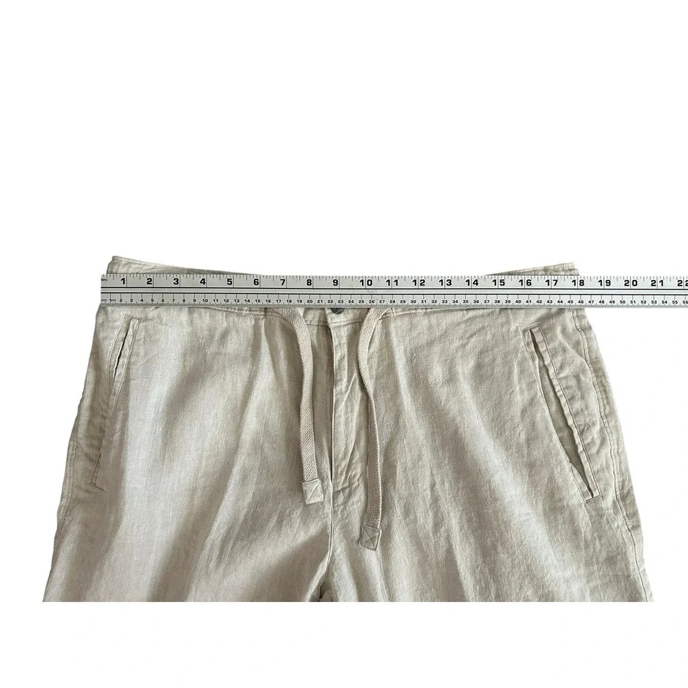 Tasso Elba 100% Linen Chino Pants Beige Semi Sheer‎ 36x27 Coastal Lightweight